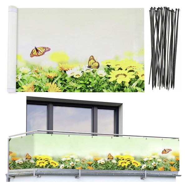 Rumen/zelen plastičen balkonski zastor 500x85 cm Butterfly – Maximex