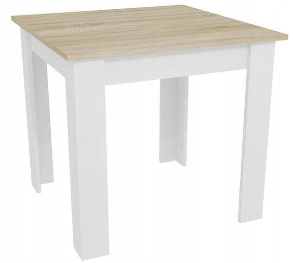 Bela jedilna miza z desko v dekorju hrast sonoma MADO 80x80