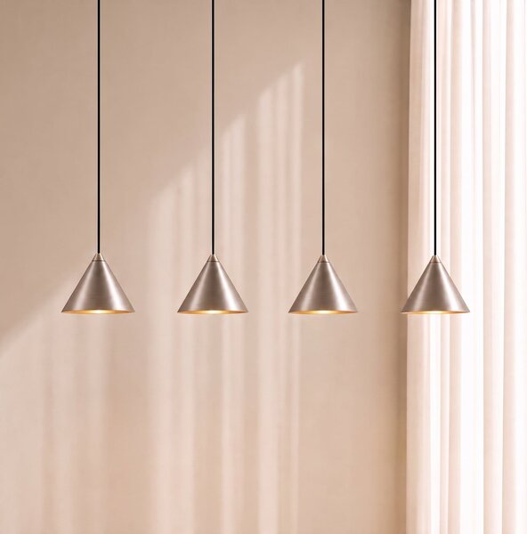 Lucande LED-visoka svetilka Rhodes, 4-žarnica, nikljev, 82 cm, zatemnjen, Kovinska, Dnevna soba / jedilnica, Kovina, Sodobni