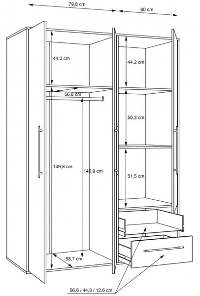 Garderobna omara MOKKARIS MKSS833 (bela)