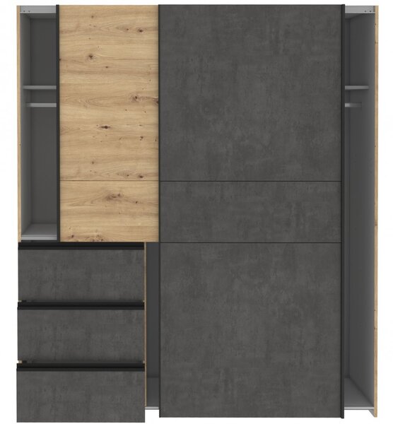 Garderobna omara WINN 2 W2QS823E71 (hrast/temno siva)