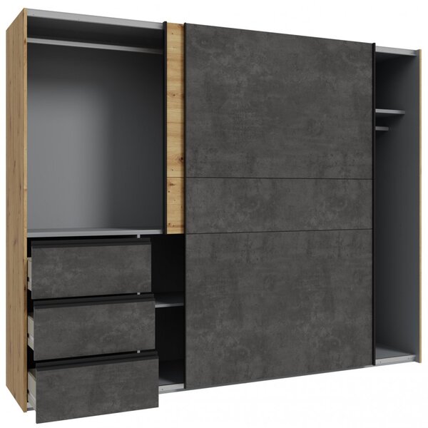 Garderobna omara WINN 2 W2QS52331 (hrast/temno siva)