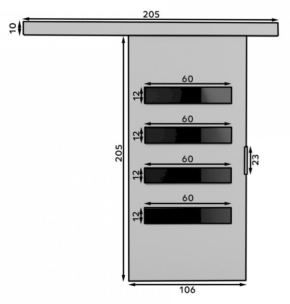 Drsna stenska vrata FORLI z lakobel detajli 106 cm