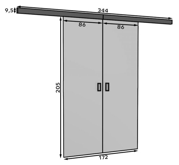 Dvokrilna drsna stenska vrata TOPPO 166 cm
