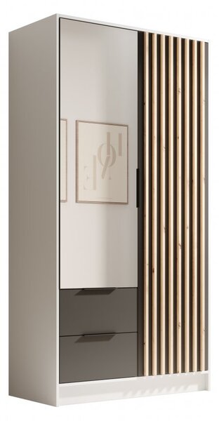 Garderobna omara Neri 102 cm - BELA-ČRNA