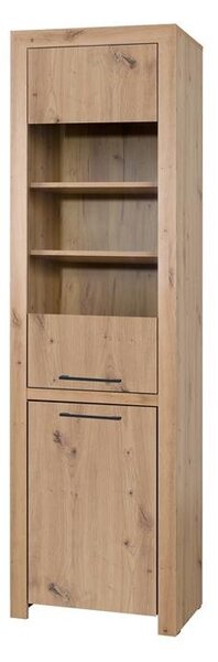 Visoka vitrina JANEZ v barvi hrasta Artisan - HRAST ARTISAN-ČRNA