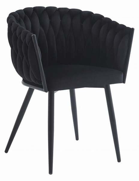 Žametni jedilni fotelj ORION VELVET s črnimi nogami, črn