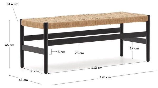 Črna/naravna klop Zaide – Kave Home