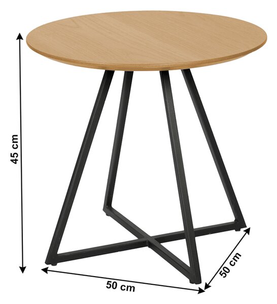 Stranska mizica Delik, hrast, premer 50 cm