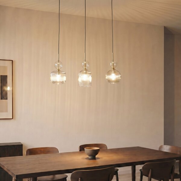 TK Lighting Visoka svetilka Sophia, 3-žarilna, 65 cm, konjak/črna, E14, zatemnjen, Siva, Dnevna soba / jedilnica, Steklo