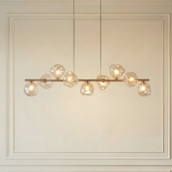 TK Lighting Visoka svetilka Lava, bež, 9-žarilna, steklo, dolžina 116 cm, G9, zatemnjen, Bež, Dnevna soba / jedilnica, Steklo