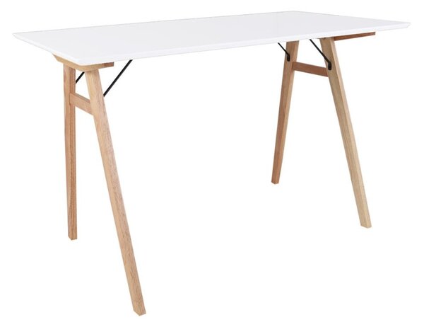 Bela pisalna miza z rjavimi nogami House Nordic Vojens Desk, dolžina 120 cm