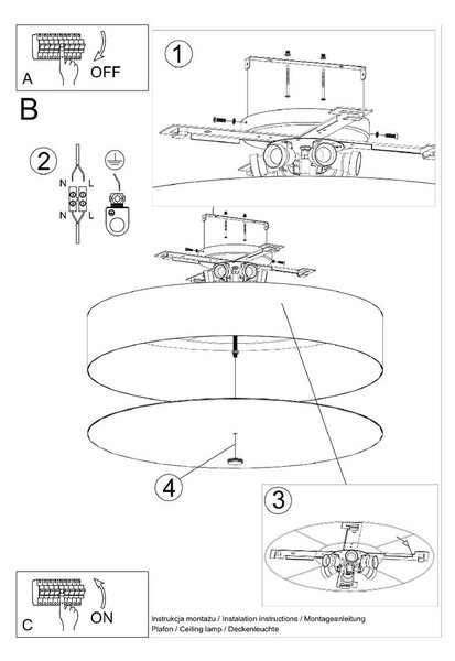 Bela stropna svetilka s steklenim senčnikom ø 80 cm Herra - Nice Lamps