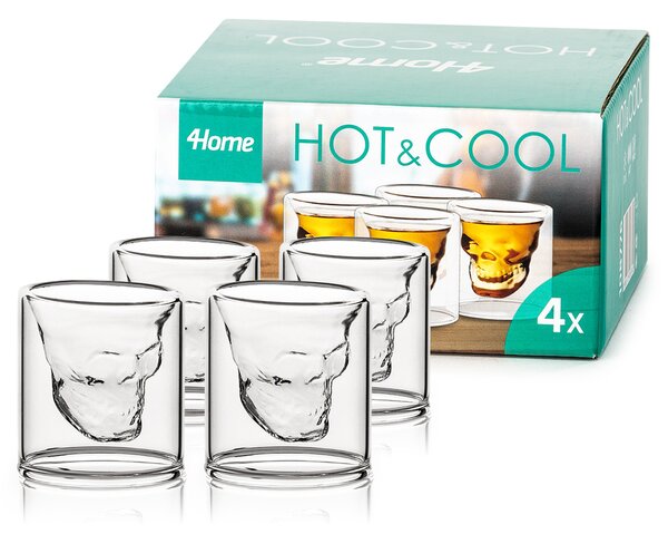 4Home Kozarček za žganje Skull Hot&Cool 20 ml, 4 kosa