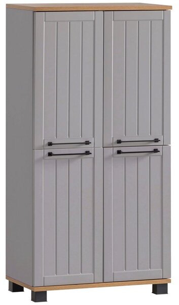 Stylife Visoka Komoda Jelda, Platinasta Barva, Barva Hrasta