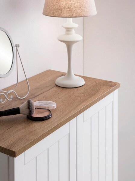 Stylife Visoka Komoda Jelda, Bela, Barva Hrasta