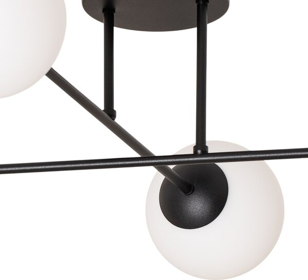 EMIBIG LIGHTING Stropna svetilka Glassy, črna/opalska, 75 x cm, 4-kraka, zatemnjen, Črna, Dnevna soba / jedilnica, Steklo, Sodobni