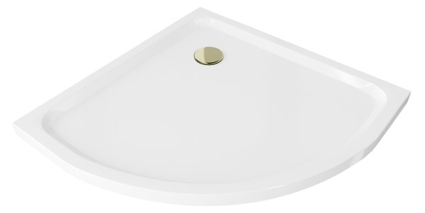 Mexen Flat polkrožni slim tuš 70 x 70 cm, bel, sifon zlati - 41107070G