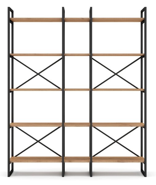 Črn/naravni regal v hrastovem dekorju 144x175 cm Dusan – Marckeric