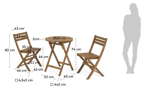 Komplet zložljivega vrtnega pohištva iz akacijevega lesa Kave Home Elisa