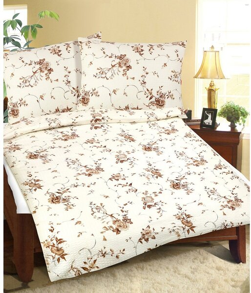 Bellatex Flanel posteljnina Rose beige / brown ,140 x 200 cm, 70 x 90 cm