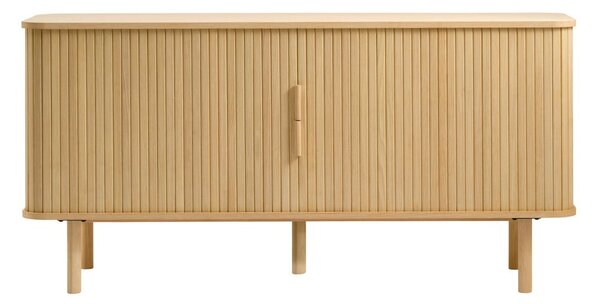 Nizka komoda v hrastovem dekorju z drsnimi vrati v naravni barvi 76x160 cm Cavo – Unique Furniture