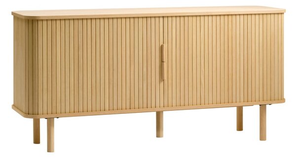 Nizka komoda v hrastovem dekorju z drsnimi vrati v naravni barvi 76x160 cm Cavo – Unique Furniture