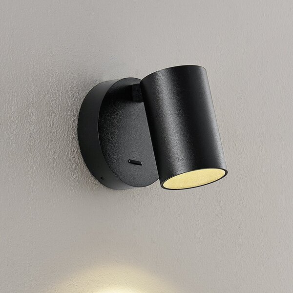 Deko-Light CAN TILT stenski reflektor, črn, Ø 10 cm kovinsko stikalo GU10, Črna, Dnevna soba / jedilnica, Aluminij, Okrogla stena