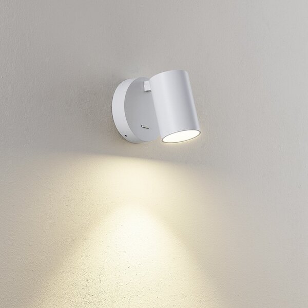 Deko-Light CAN TILT stenska svetilka, bela, Ø 10 cm, kovinska, stikalo, GU10, Bela, Dnevna soba / jedilnica, Aluminij, Okrogla stena