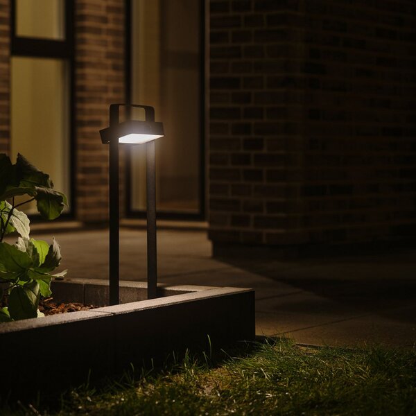 Nordlux Solarna LED luč za pot Saulio, črna, aluminij, IP44, Črna, Aluminij, Sodobni