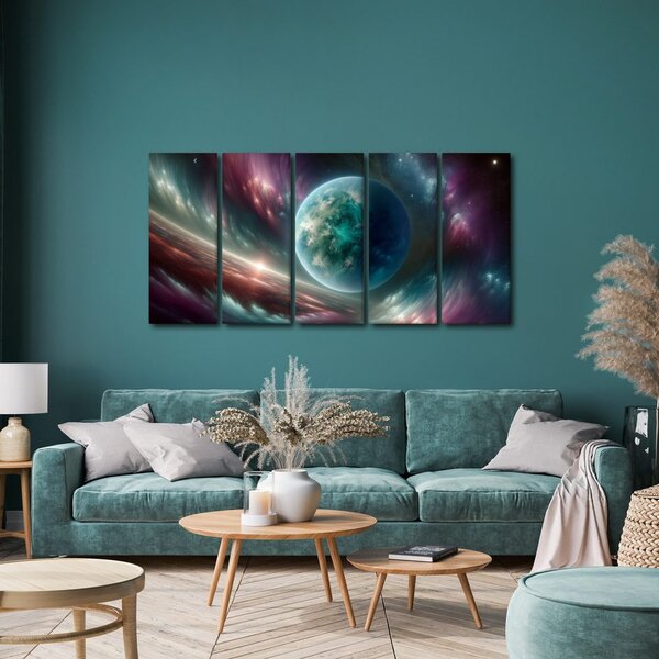 5-delna slika galaksija in planet