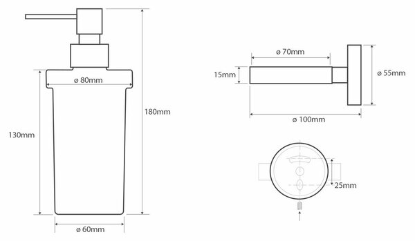 SAPHO XR101 X-Round razpršilnik za milo, mlečnosteklo / krom, 230 ml