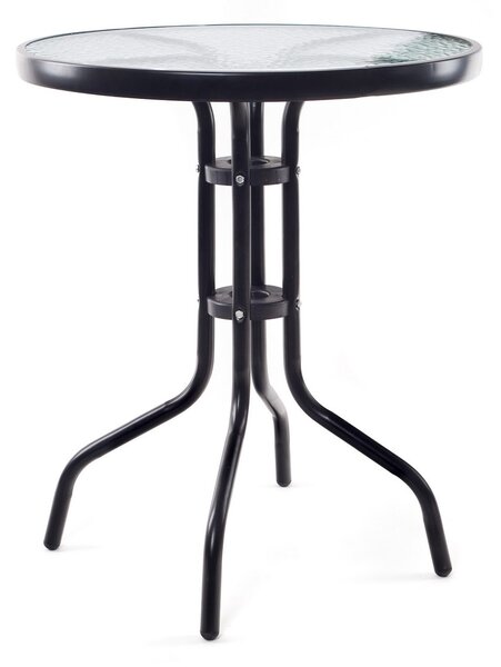 Kovinska miza s steklenim vrhom, premer 60 cm