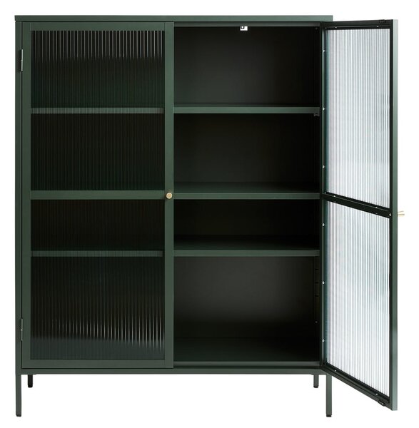 Zelena kovinska vitrina Unique Furniture Bronco, višina 140 cm