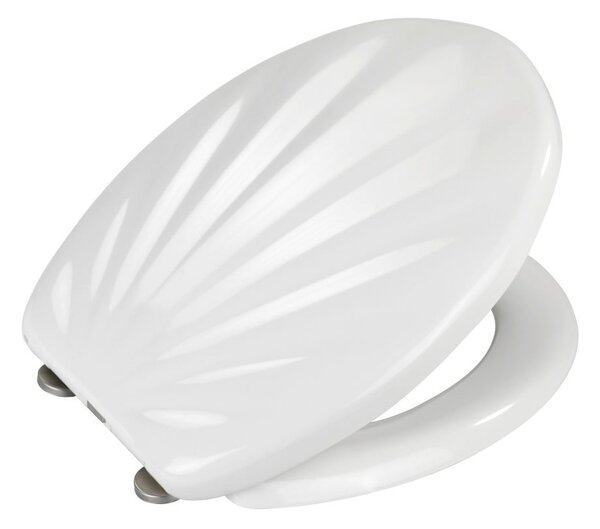 Bela WC deska z enostavnim zapiranjem Wenko Premium Sea Shell, 45,5 x 38 cm