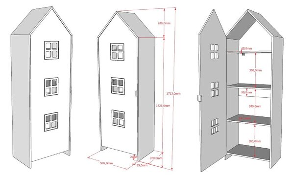 Bela/zelena odprta otroška garderobna omara 173x171,5 cm CASAMI BRUGES – Vipack