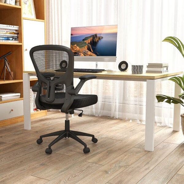 Ergonomski pisarniški stol z zložljivimi nasloni za roke, nastavljivo ledveno oporo in funkcijo zibanja