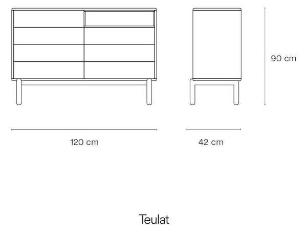 Temno siva nizka komoda 120x90 cm Corvo - Teulat