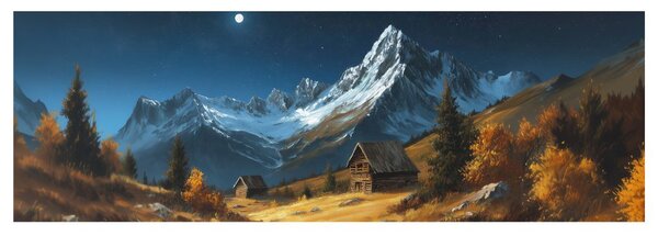 Slika zimska pravljica gorska koča