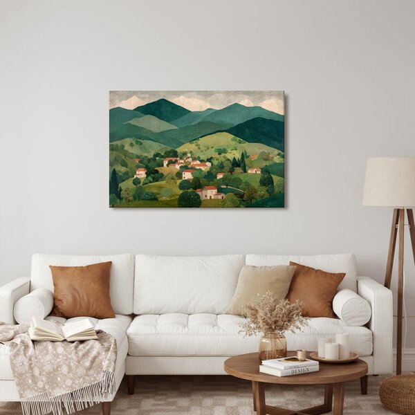 Slika podeželska pokrajina v dolini