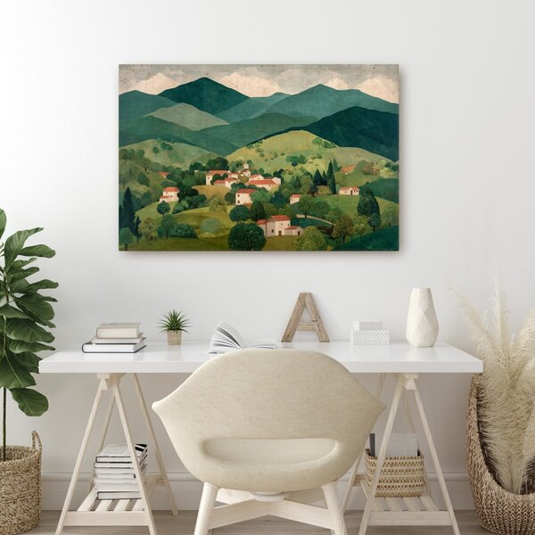 Slika podeželska pokrajina v dolini