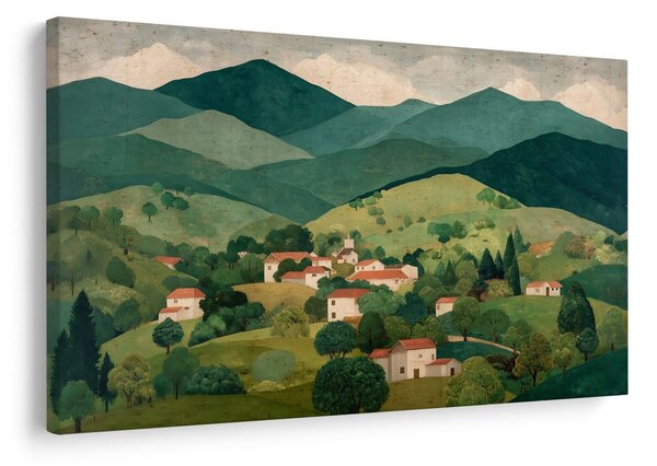 Slika podeželska pokrajina v dolini
