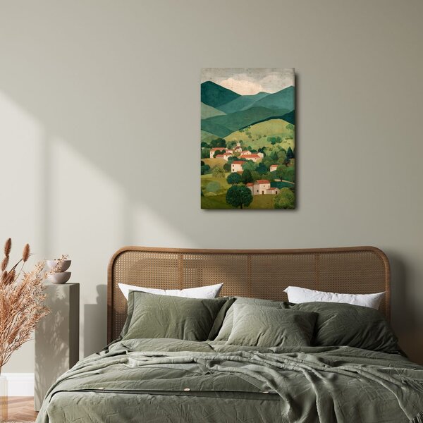Slika gorska panorama z vasjo