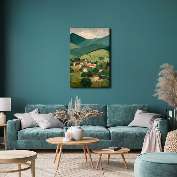 Slika gorska panorama z vasjo