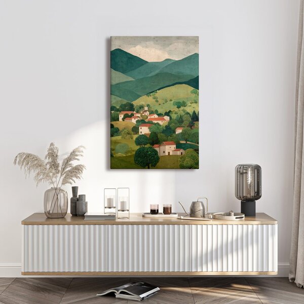 Slika gorska panorama z vasjo