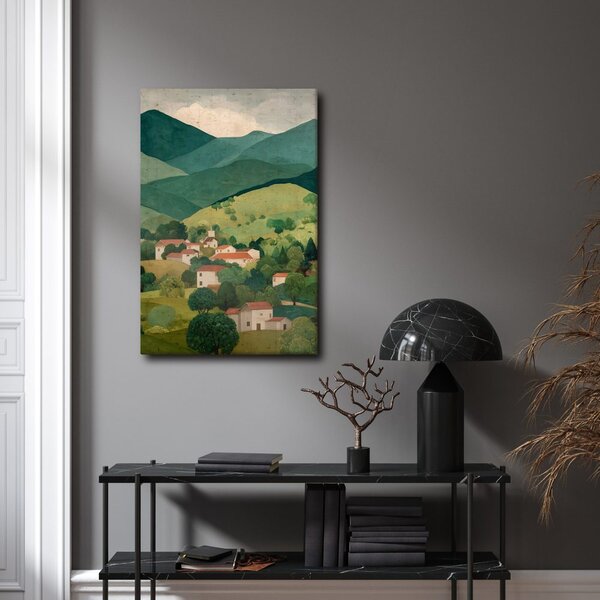 Slika gorska panorama z vasjo