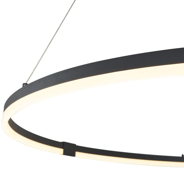 Dizajnerska viseča svetilka črna 120 cm vklj. LED s 3-stopenjskim zatemnjevanjem - Anello