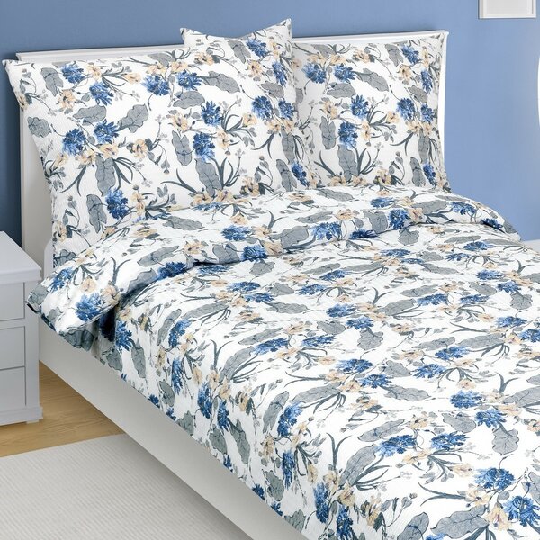 Bellatex Krep posteljno perilo Flower blue , 140 x200 cm, 70 x 90 cm, 140 x 200 cm, 70 x 90 cm