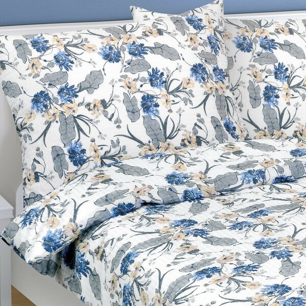 Bellatex Krep posteljno perilo Flower blue , 140 x200 cm, 70 x 90 cm, 140 x 200 cm, 70 x 90 cm