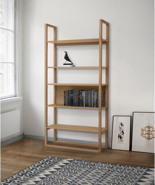 Regal v hrastovem dekorju v naravni barvi 90x185 cm Newest – Woodman